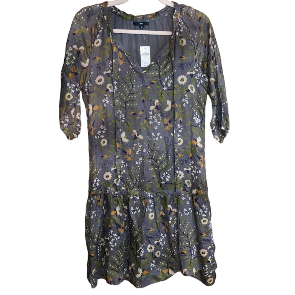 Gap floral tiered ruffle shirt dress size XS
